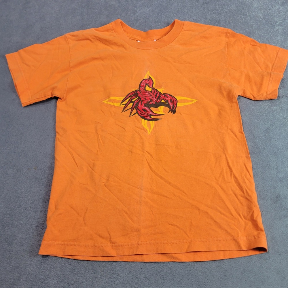 Mad Engine T-Shirt Kids Size M Orange Red Scorpion Graphic Short Sleeve Tee